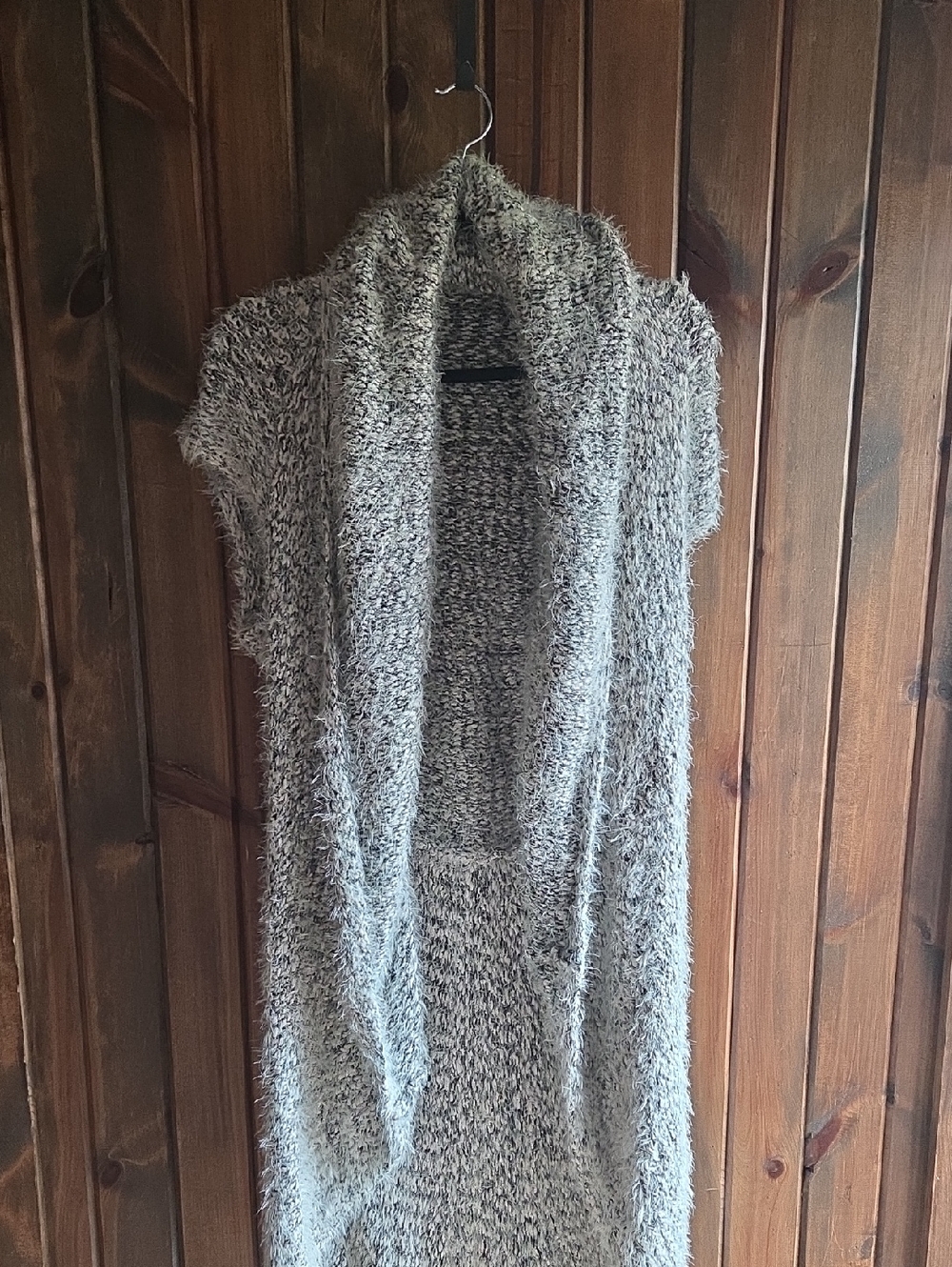 Umgee Taupe Fuzzy Open-Front Short-Sleeve Cardigan